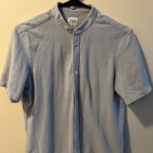 Zara Men's Light Blue Shirt